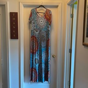 Short Sleeve Mandala Maxi Dress 2XL